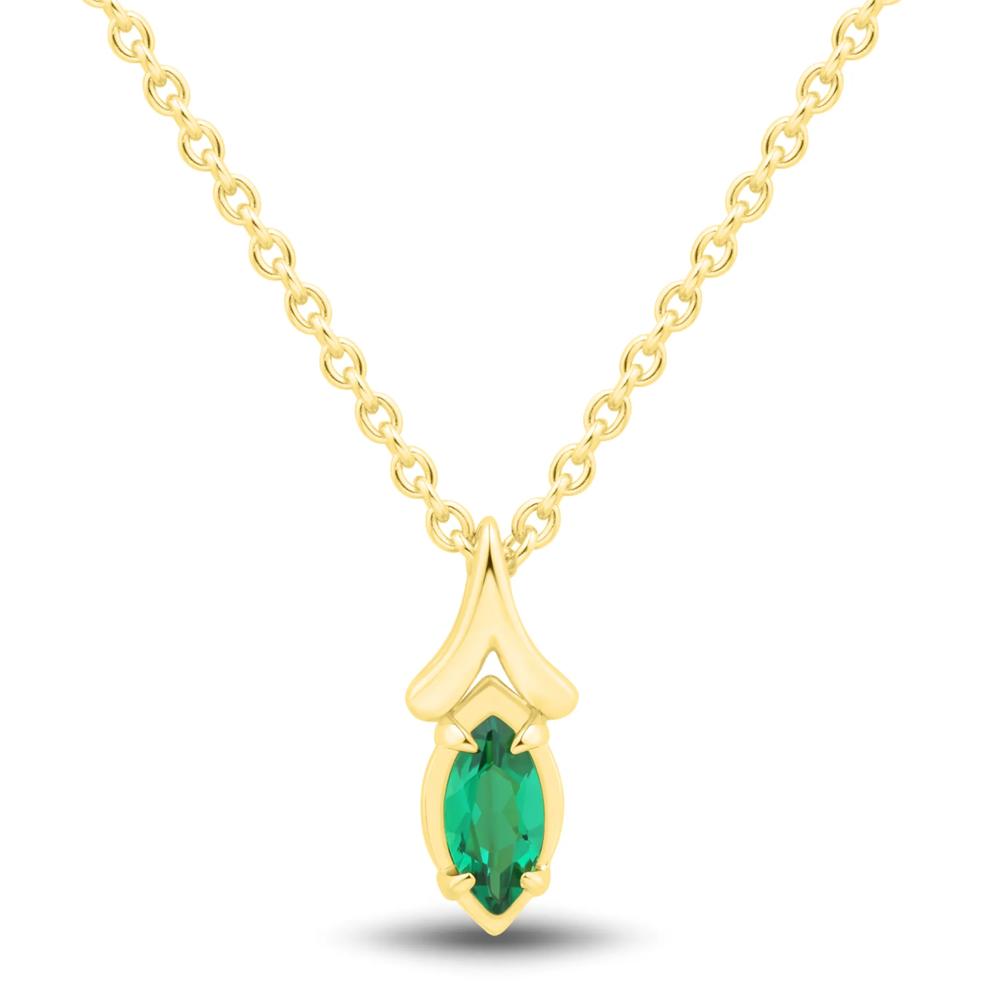 Lab-Created Emerald Marquise-Cut Pendant in Vermeil – Image 1 of 3