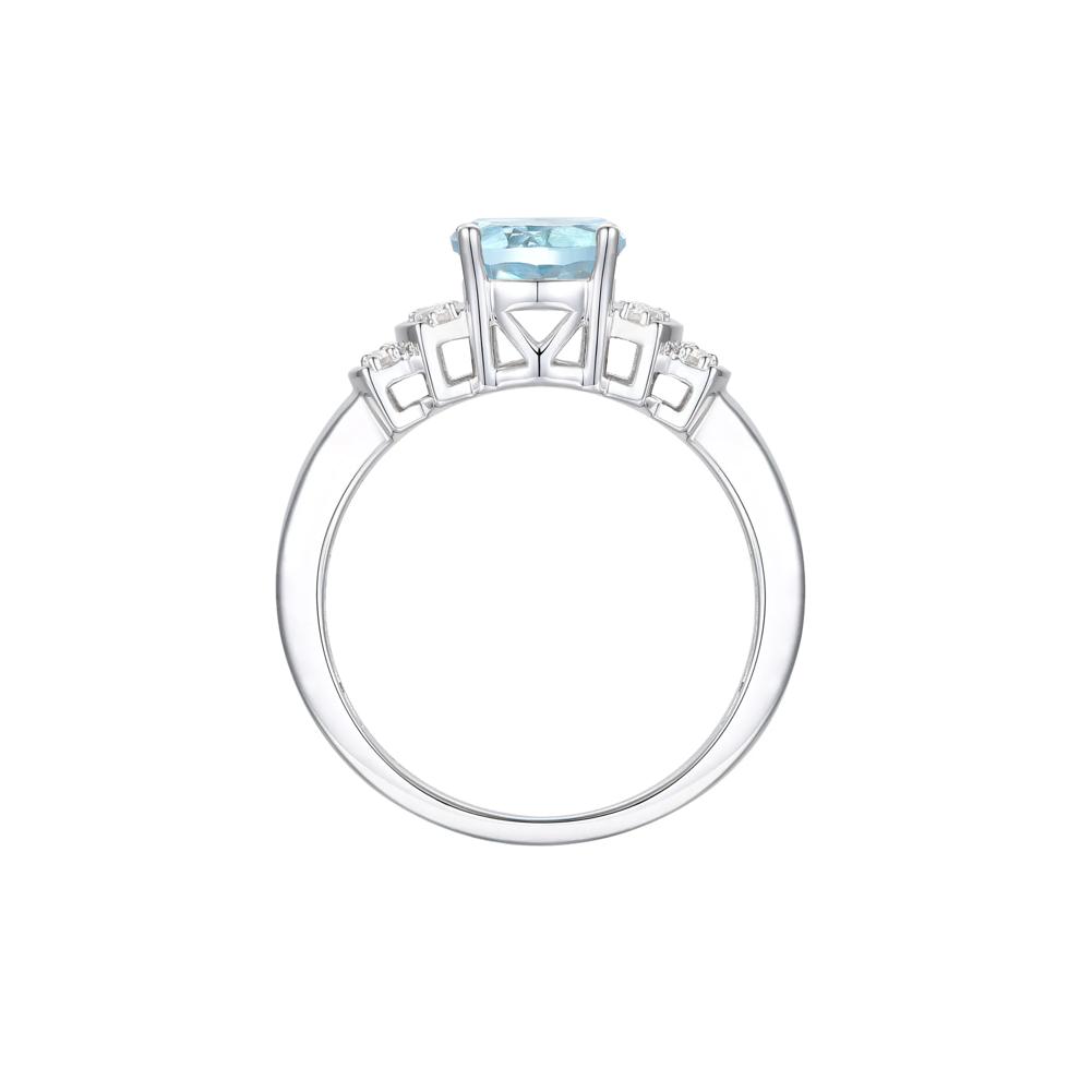 Aquamarine and Diamond Ring in 14K White Gold (1/5 ct. tw.) – Image 2 of 3