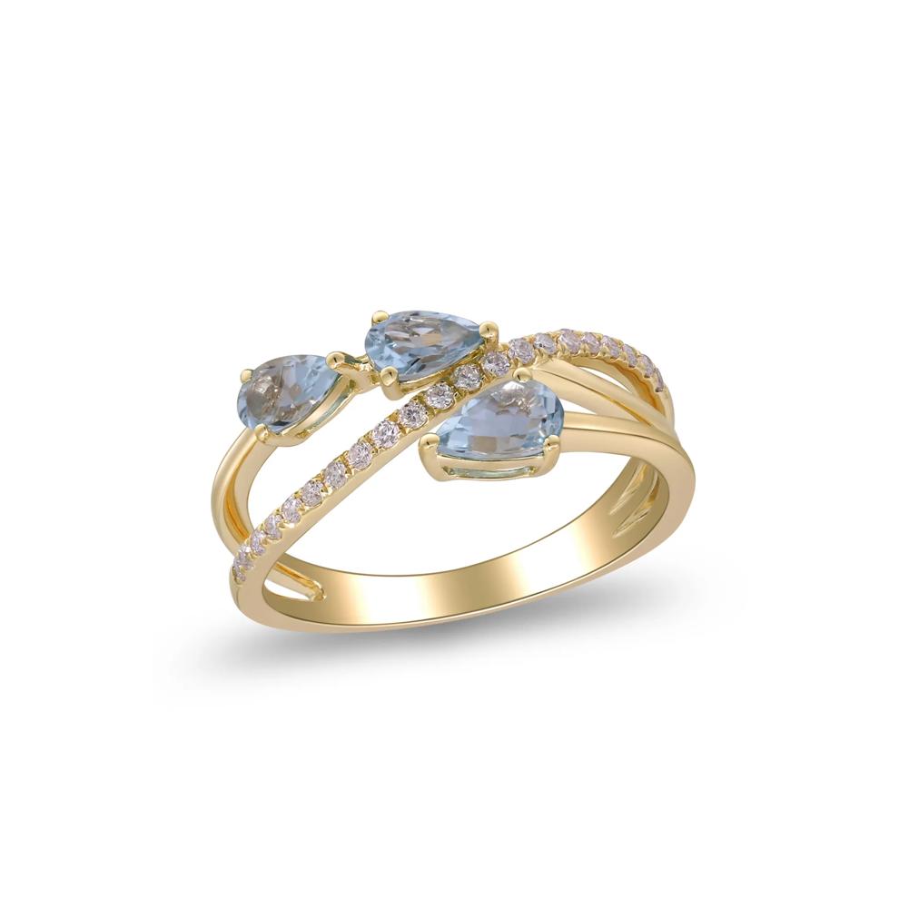 Aquamarine and Diamond Ring in 10K Yellow Gold (1/7 ct. tw.) – Image 4 of 5