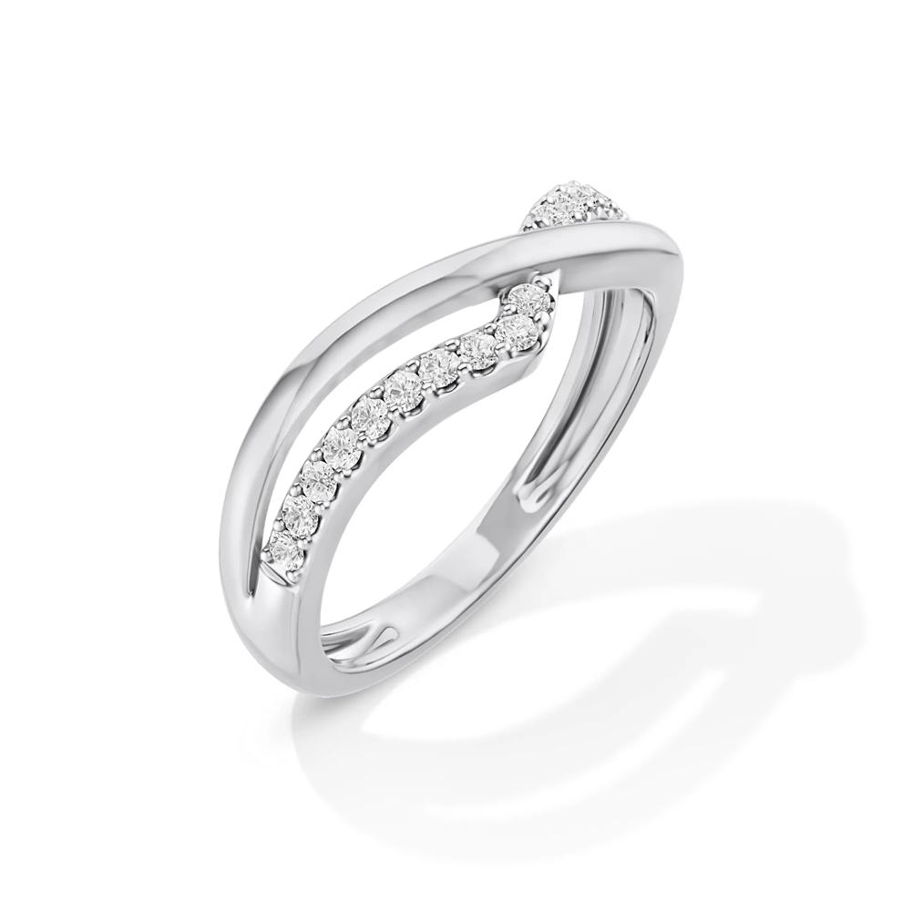Diamond Crossover Contour Ring in 14K White Gold (1/10 ct. tw.) – Image 2 of 4