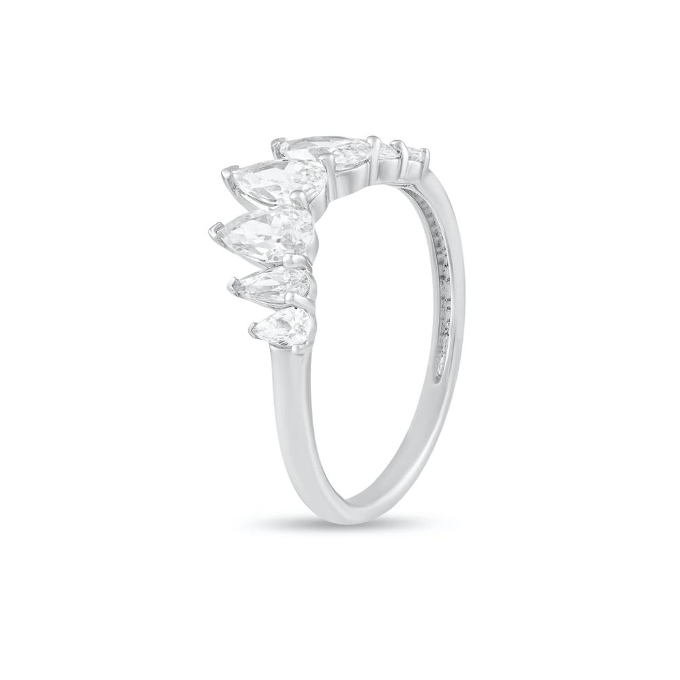 Lab Grown Diamond Pear-Shaped Contour Band in 10K White Gold (1 ct. tw.) – Image 4 of 4