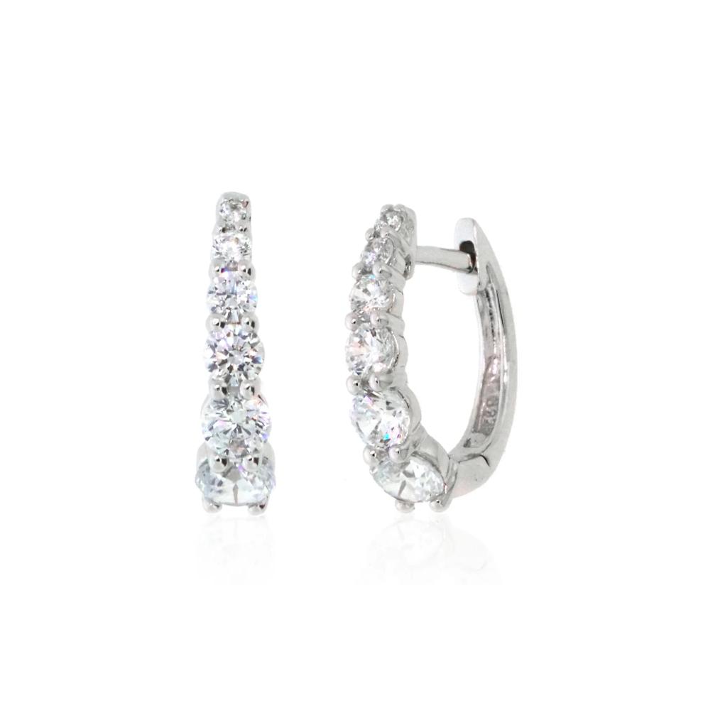 Lab-Created White Sapphire Graduated Hoop Earrings in Sterling Silver – Image 1 of 1