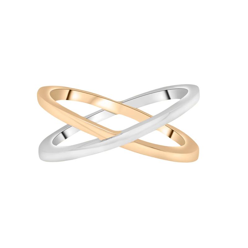 Two-Tone &#39;X&#39; Ring in Vermeil – Image 1 of 7