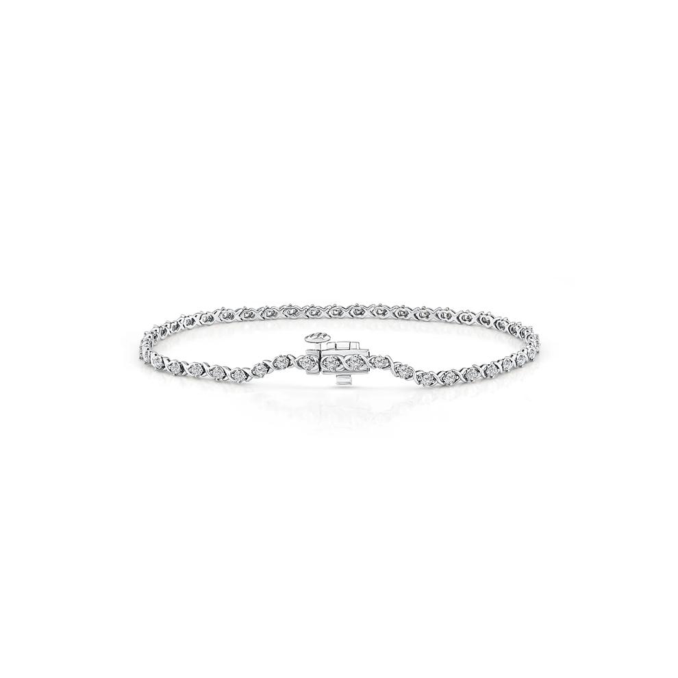 Lab Grown Diamond XO Chain Link Bracelet in 10K White Gold, 7" (1 ct. tw.) – Image 2 of 2