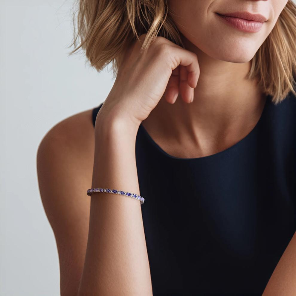 Oval Tanzanite &amp; White Topaz Bracelet in Sterling Silver – Image 5 of 5