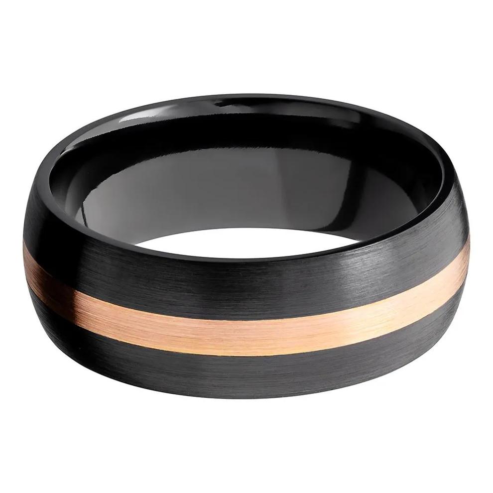 Men's Band in Black Zirconium &amp; 14K Rose Gold, 8MM – Image 1 of 3