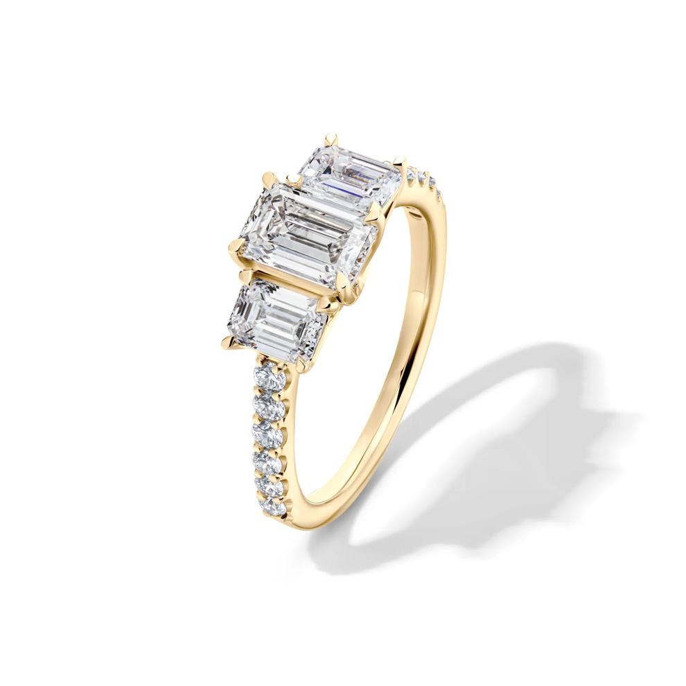 Lab Grown Diamond Emerald-Cut Three Stone Ring in 14K Yellow Gold (2 ct. tw.) – Image 4 of 4