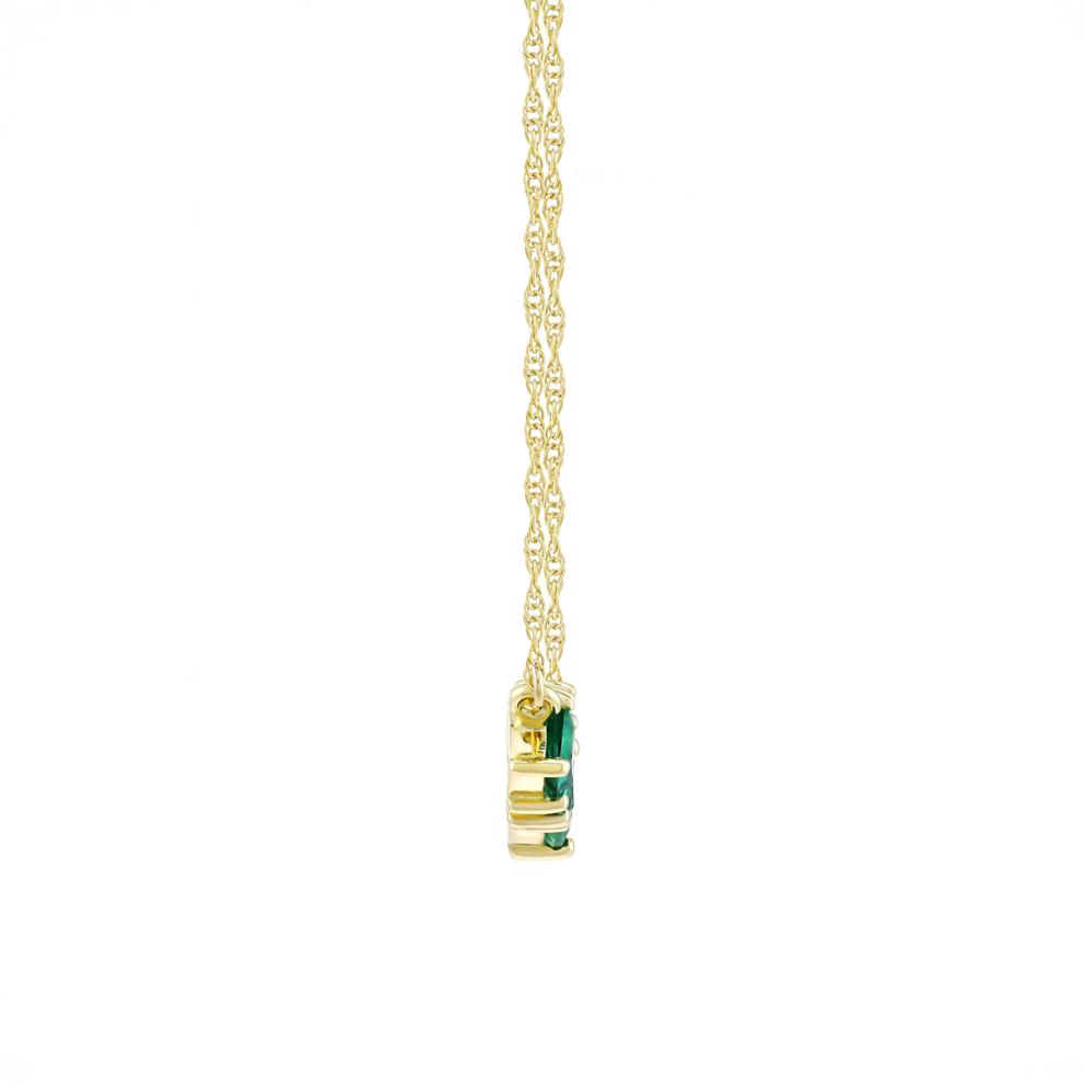 Lab-Created Emerald and White Sapphire Necklace in 10K Yellow Gold – Image 2 of 3
