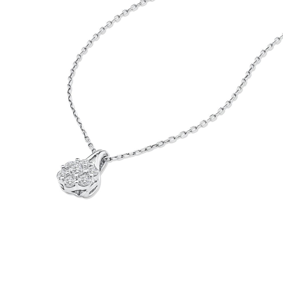 Lab Grown Diamond Seven-Stone Cluster Pendant Necklace in 10K White Gold (1/2 ct. tw.) – Image 4 of 4