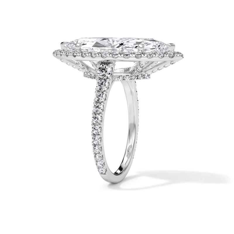 Lab Grown Diamond Marquise Halo Engagement Ring in Platinum &#40;8 1/4 ct. tw.&#41; – Image 3 of 4