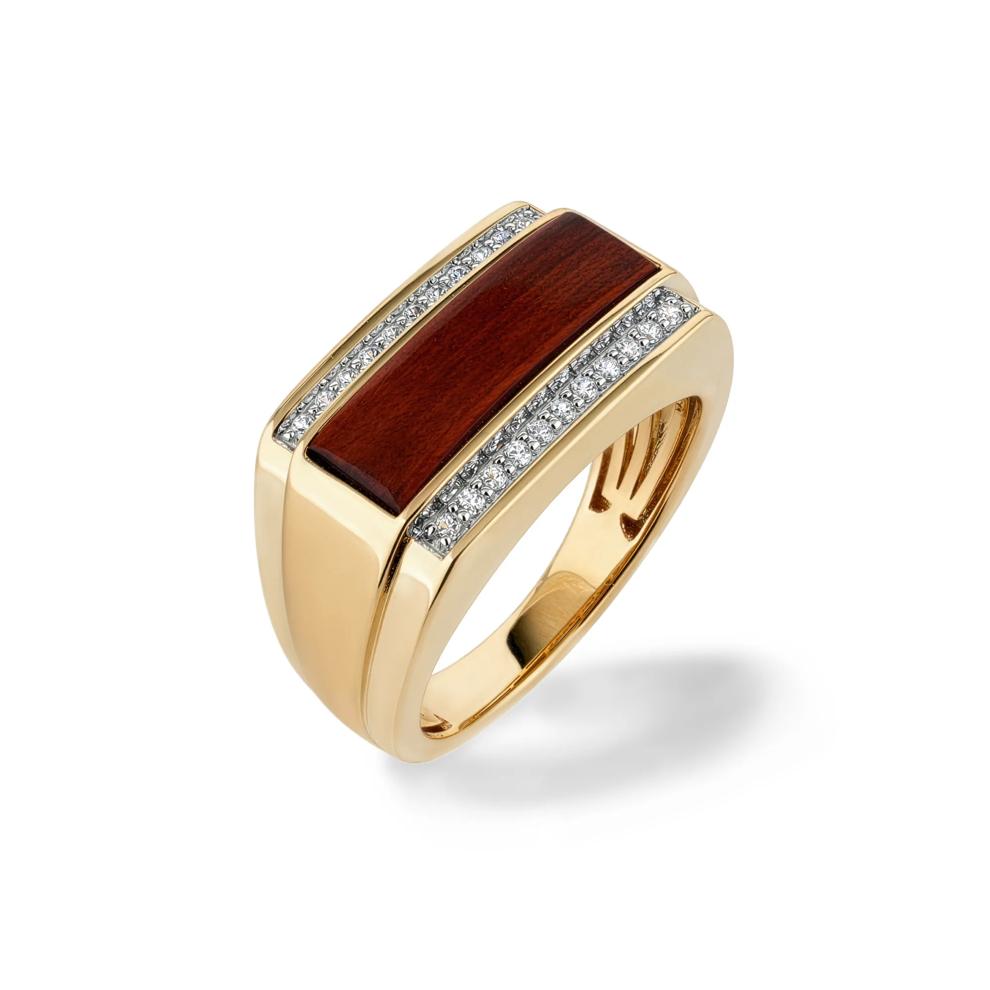 Men's Gemstone &amp; Diamond Ring in 10K Yellow Gold – Image 4 of 4