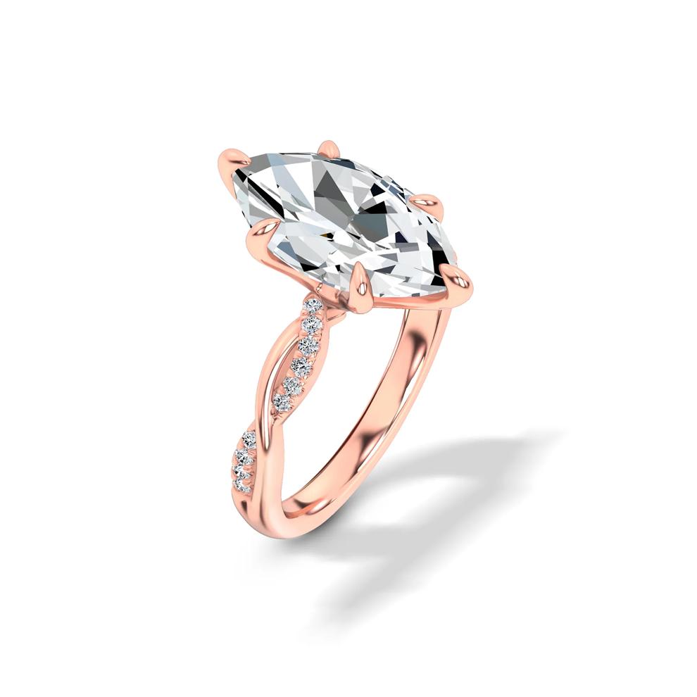 Lab Grown Diamond Marquise Center Twist Shank Engagement Ring in 14K Rose Gold (3 ct. tw.) – Image 4 of 4