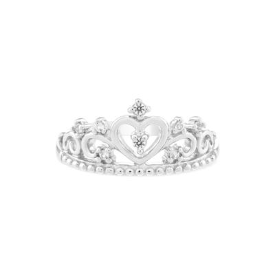 Lab-Created White Sapphire Crown Ring in Sterling Silver