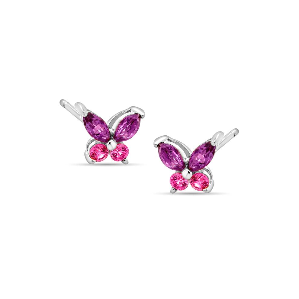 Amethyst &amp; Lab-Created Pink &amp; White Sapphire Butterfly Pendant &amp; Earrings Boxed Set in Sterling Silver – Image 2 of 7
