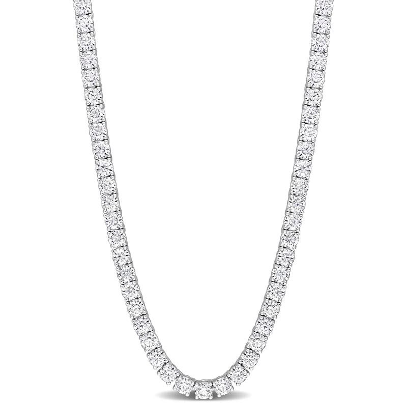 Moissanite Tennis Necklace in Sterling Silver &#40;26 1/2 ct. dew&#41; – Image 1 of 5