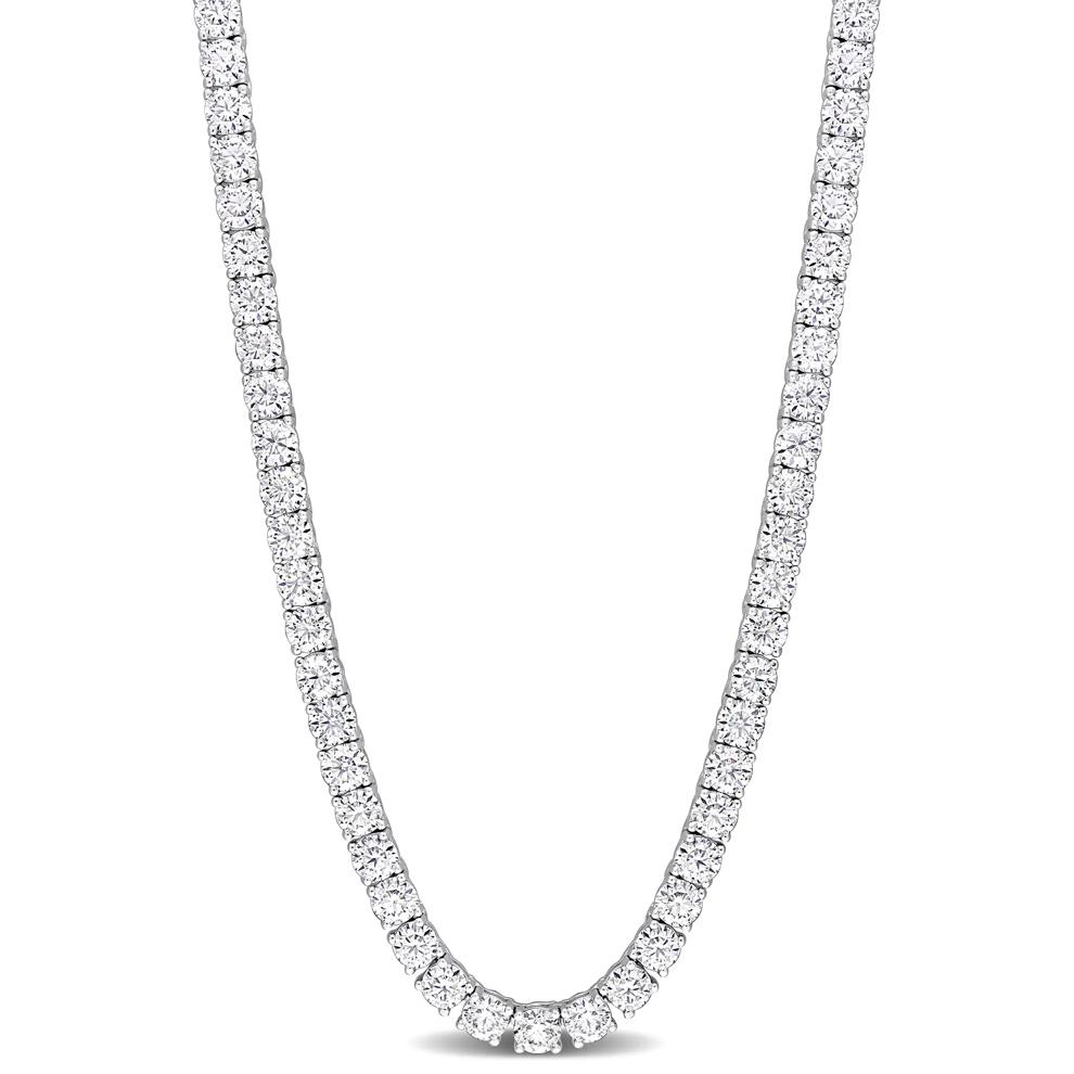 Moissanite Tennis Necklace in Sterling Silver (26 1/2 ct. dew) – Image 1 of 5