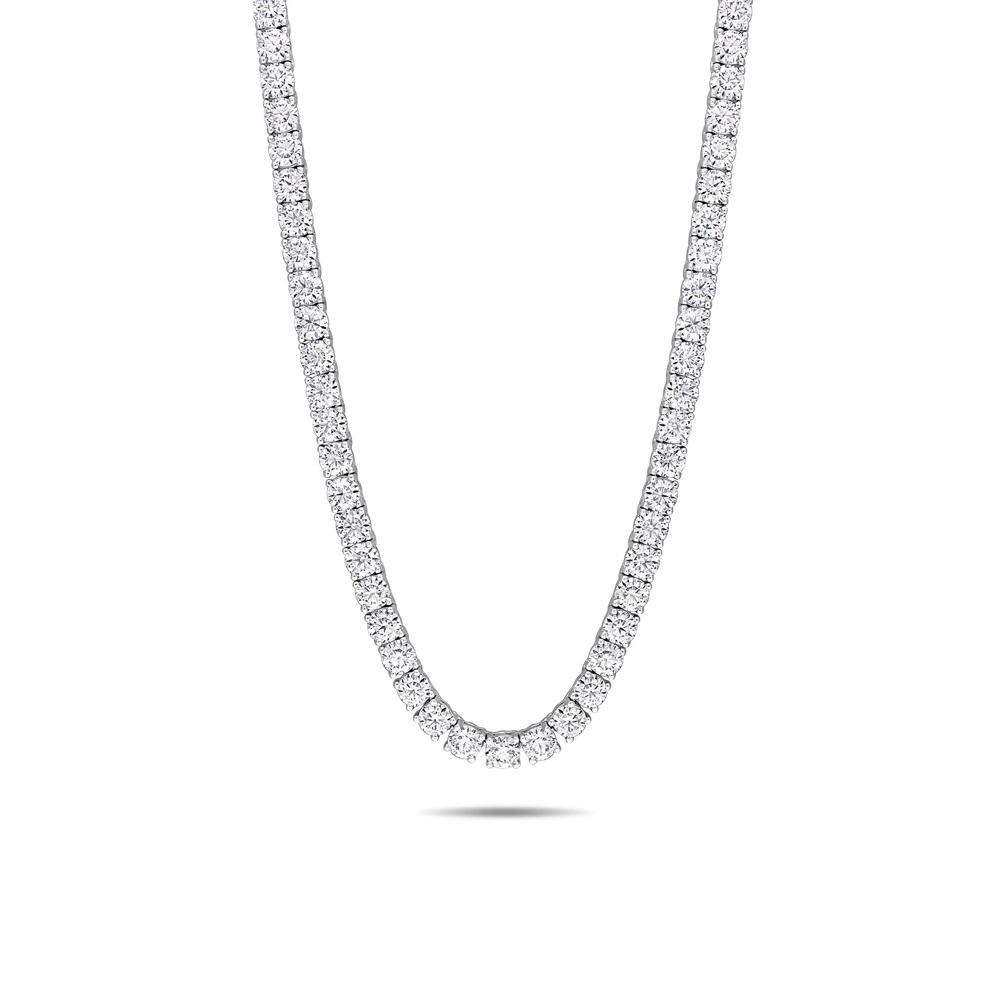 Moissanite Tennis Necklace in Sterling Silver (26 1/2 ct. dew) – Image 1 of 4