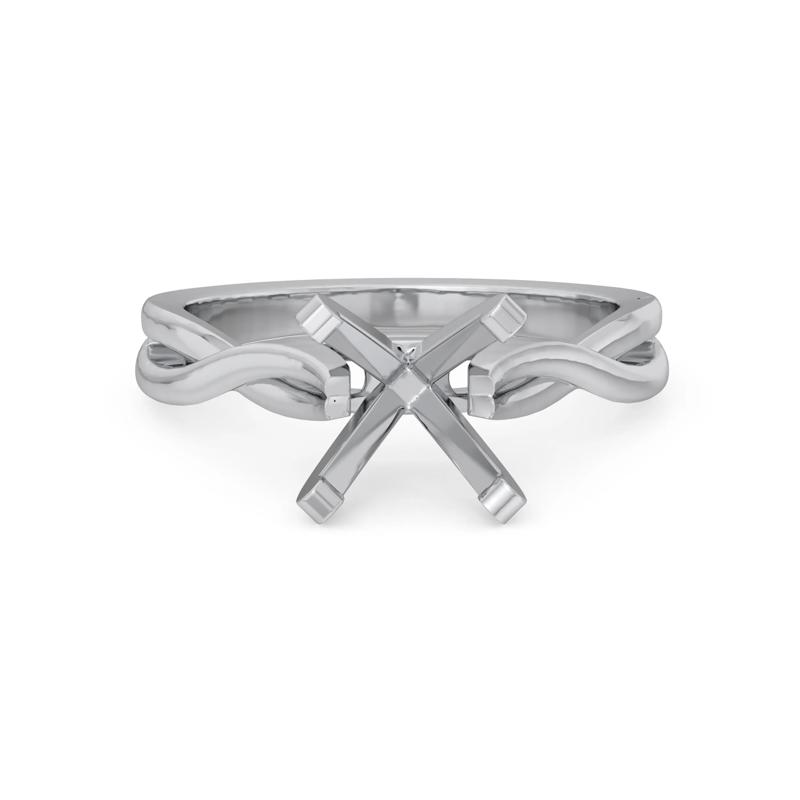 Twist-Shank Semi-Mount Engagement Ring in 14K White Gold &#40;Setting Only&#41; – Image 2 of 6