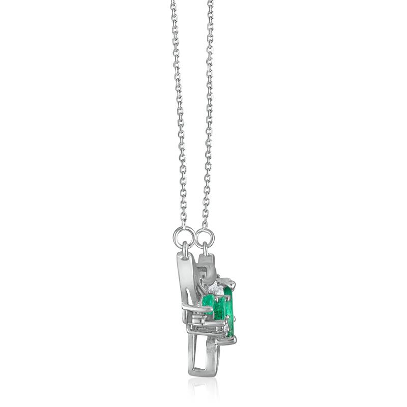 Diamond and Marquise Emerald Necklace in 14K White Gold &#40;1/7 ct. tw&#41; – Image 2 of 3