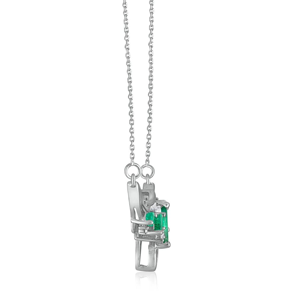 Diamond and Marquise Emerald Necklace in 14K White Gold (1/7 ct. tw) – Image 2 of 3