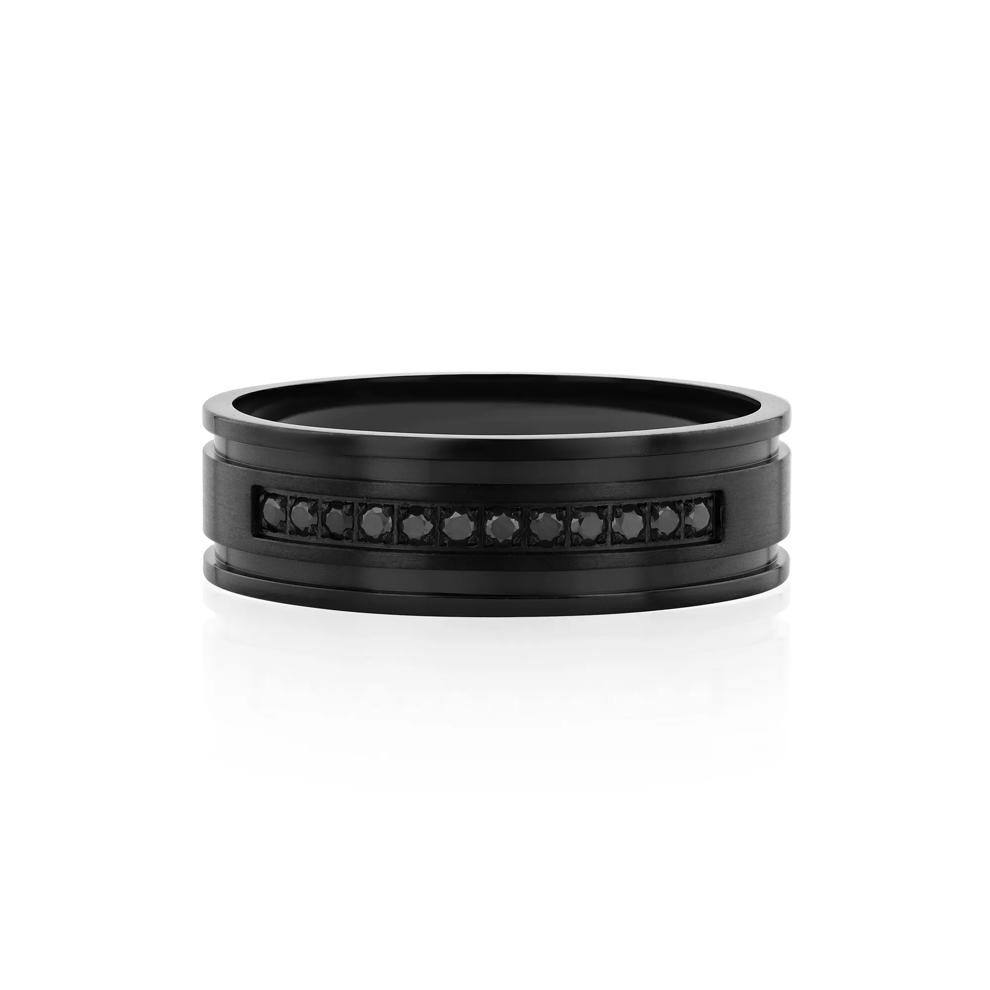 Men's Black Diamond Band in Black Stainless Steel (1/7 ct. tw.) – Image 1 of 3