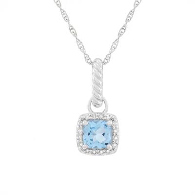 Swiss Blue Topaz & Diamond Accent Pendant Necklace in Sterling Silver