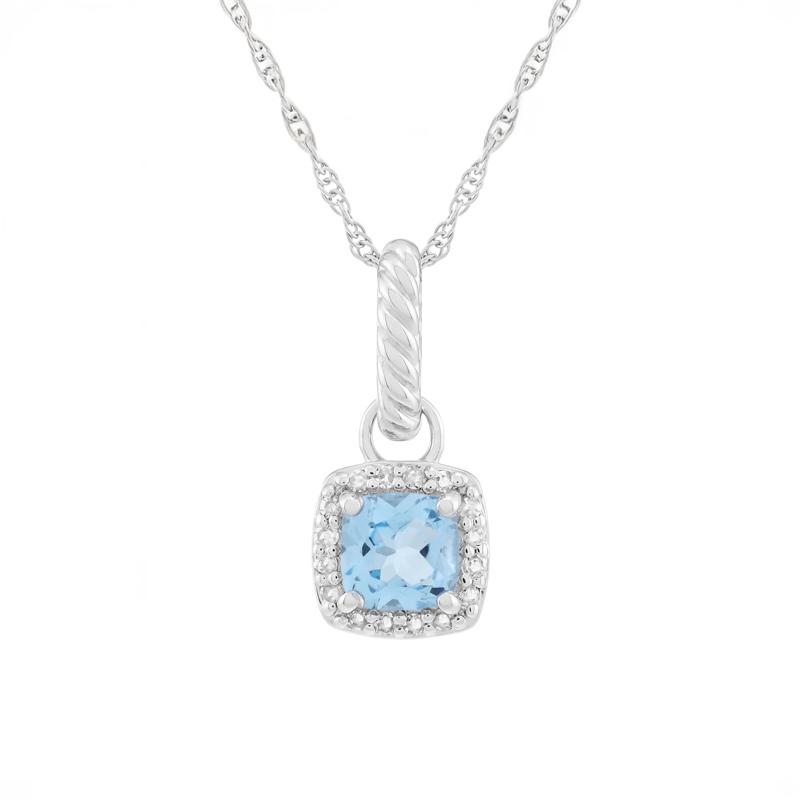 Swiss Blue Topaz &amp; Diamond Accent Pendant Necklace in Sterling Silver – Image 1 of 3