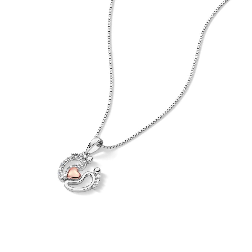 Diamond Baby Feet Pendant in Sterling Silver – Image 4 of 4