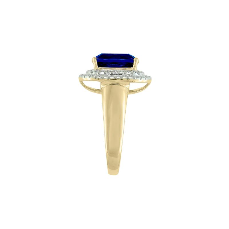Lab-Created Blue Sapphire and Diamond Ring in 10K Yellow Gold &#40;3/8 ct. tw.&#41; – Image 3 of 3