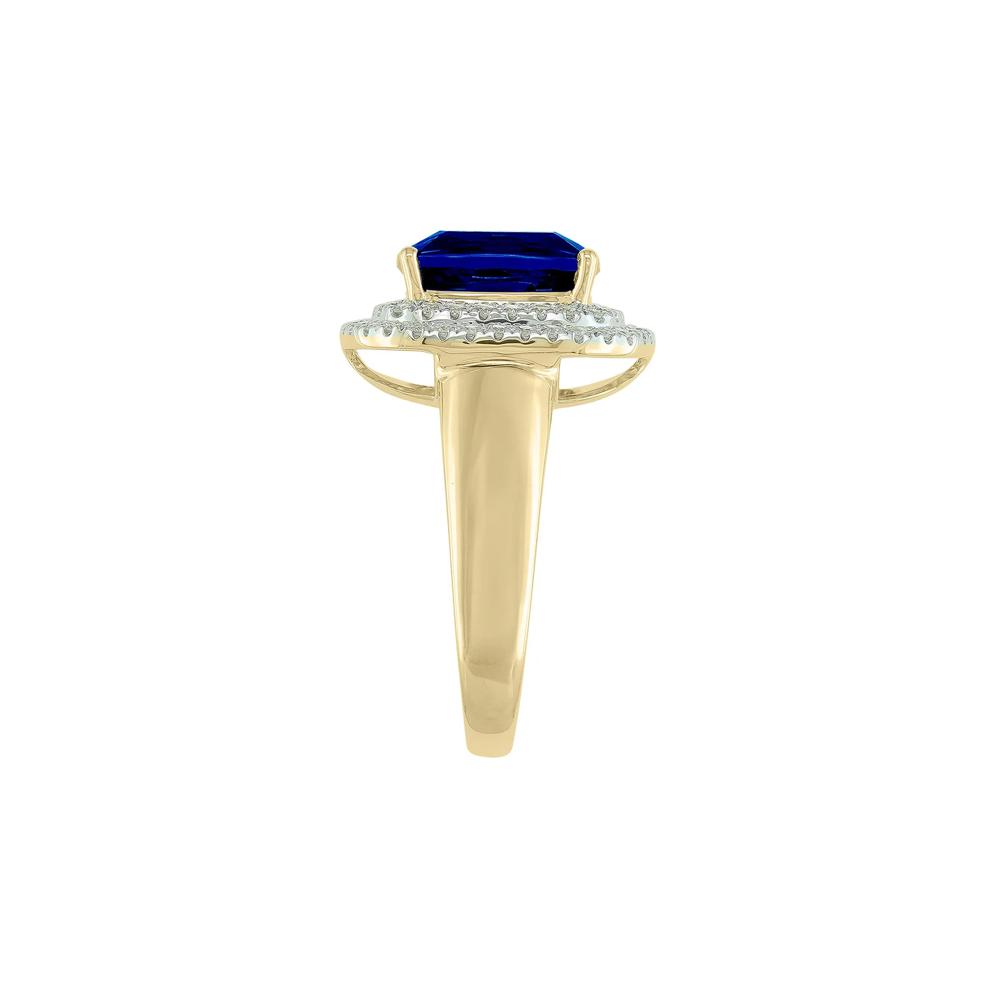 Lab-Created Blue Sapphire and Diamond Ring in 10K Yellow Gold (3/8 ct. tw.) – Image 3 of 3