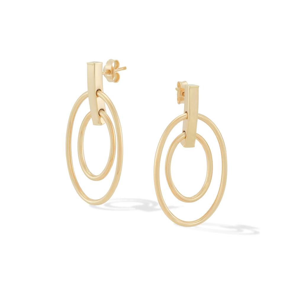 Double Oval Dangle Earrings in 14K Yellow Gold – Image 2 of 2