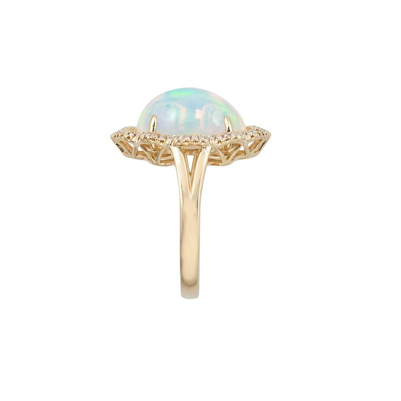 Opal &amp; 1/7 ct. tw. Diamond Ring in 14K Yellow Gold – Image 3 of 3