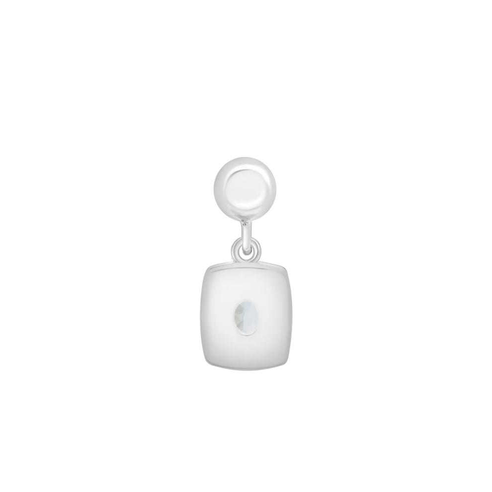 Lab-Created Aquamarine Medallion Birthstone Bead Charm in Sterling Silver – Image 3 of 3