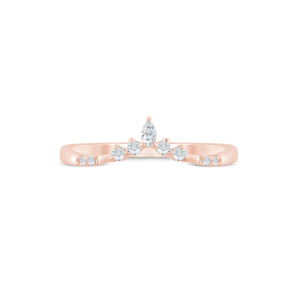 Marquise-Cut and Round Chevron Contour Band in 14K Rose Gold (1/8 ct. tw.) – Image 1 of 3