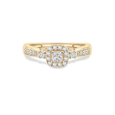 Diamond Princess-Cut Center Engagement Ring in 10K Yellow Gold (1/2 ct. tw.)