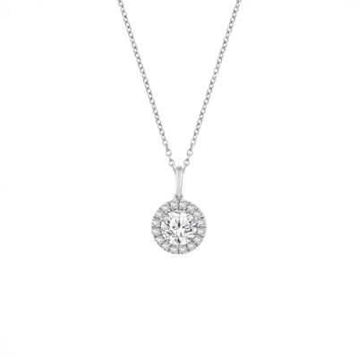 Lab Grown Diamond Round Halo Pendant in 10K White Gold (1 1/4 ct. tw.)