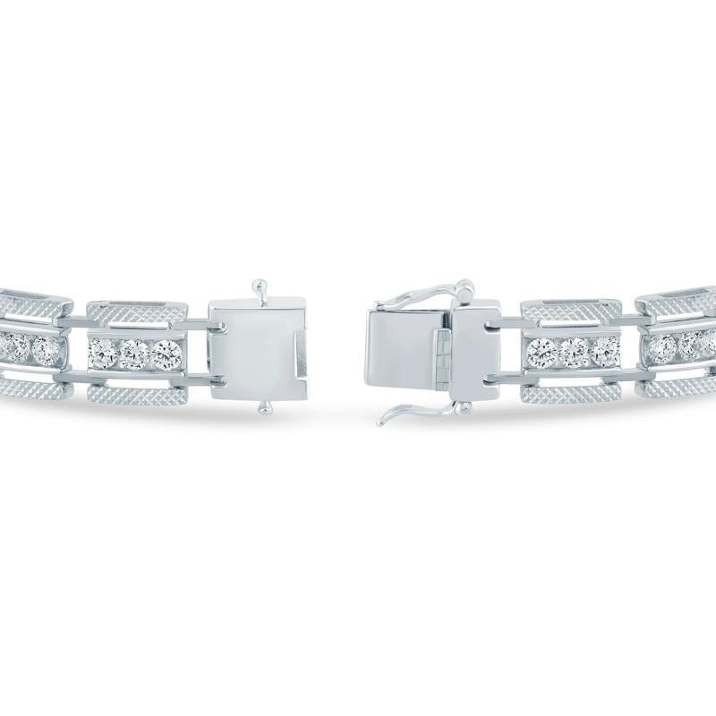 Men's Lab Grown Diamond Link Bracelet in 10K White Gold, 8.5" (5 ct. tw.) – Image 2 of 2