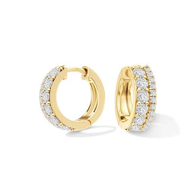 Lab Grown Diamond Double Row Hoop Earrings in 10K Yellow Gold (1 1/4 ct. tw.)