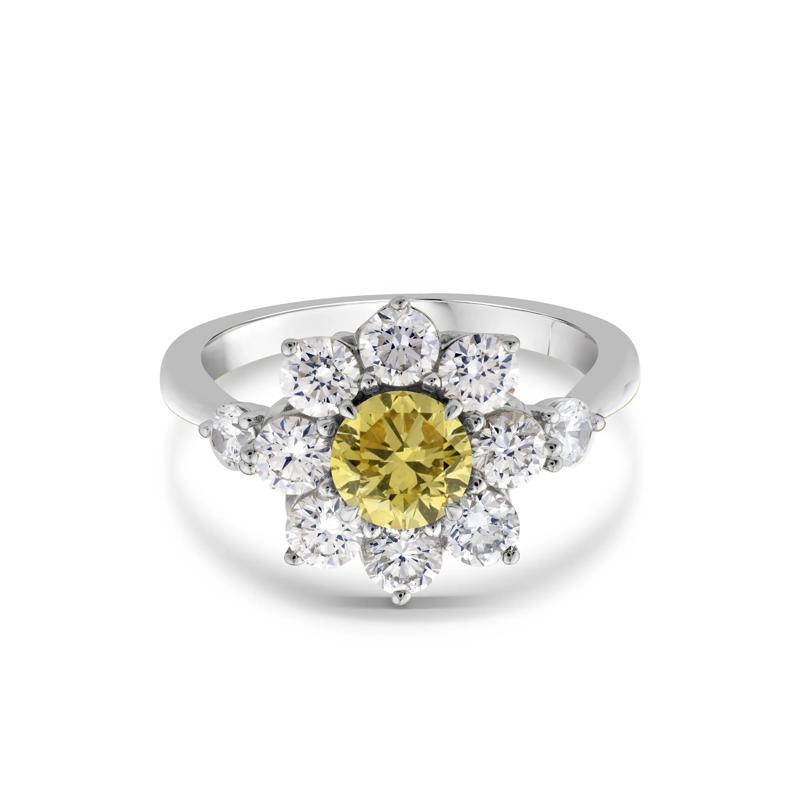 Lab Grown Yellow Diamond Starburst Ring in 14K White Gold &#40;2 ct. tw.&#41; – Image 1 of 3