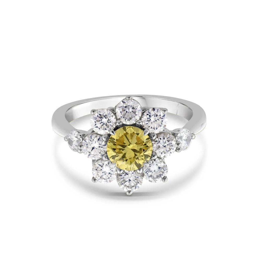 Lab Grown Yellow Diamond Starburst Ring in 14K White Gold (2 ct. tw.) – Image 1 of 3