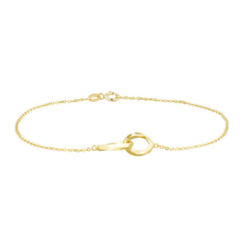 Diamond-Cut Interlocking Circle Bracelet in 14K Yellow Gold