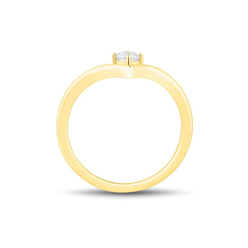 Lab Grown Diamond Chevron Solitaire Ring in 10K Yellow Gold &#40;1/7 ct. tw.&#41; – Image 2 of 3