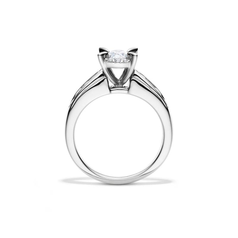 Round Side-Stone Engagement Ring with Halo in 14K White Gold &#40;1 ct. tw.&#41; – Image 2 of 5