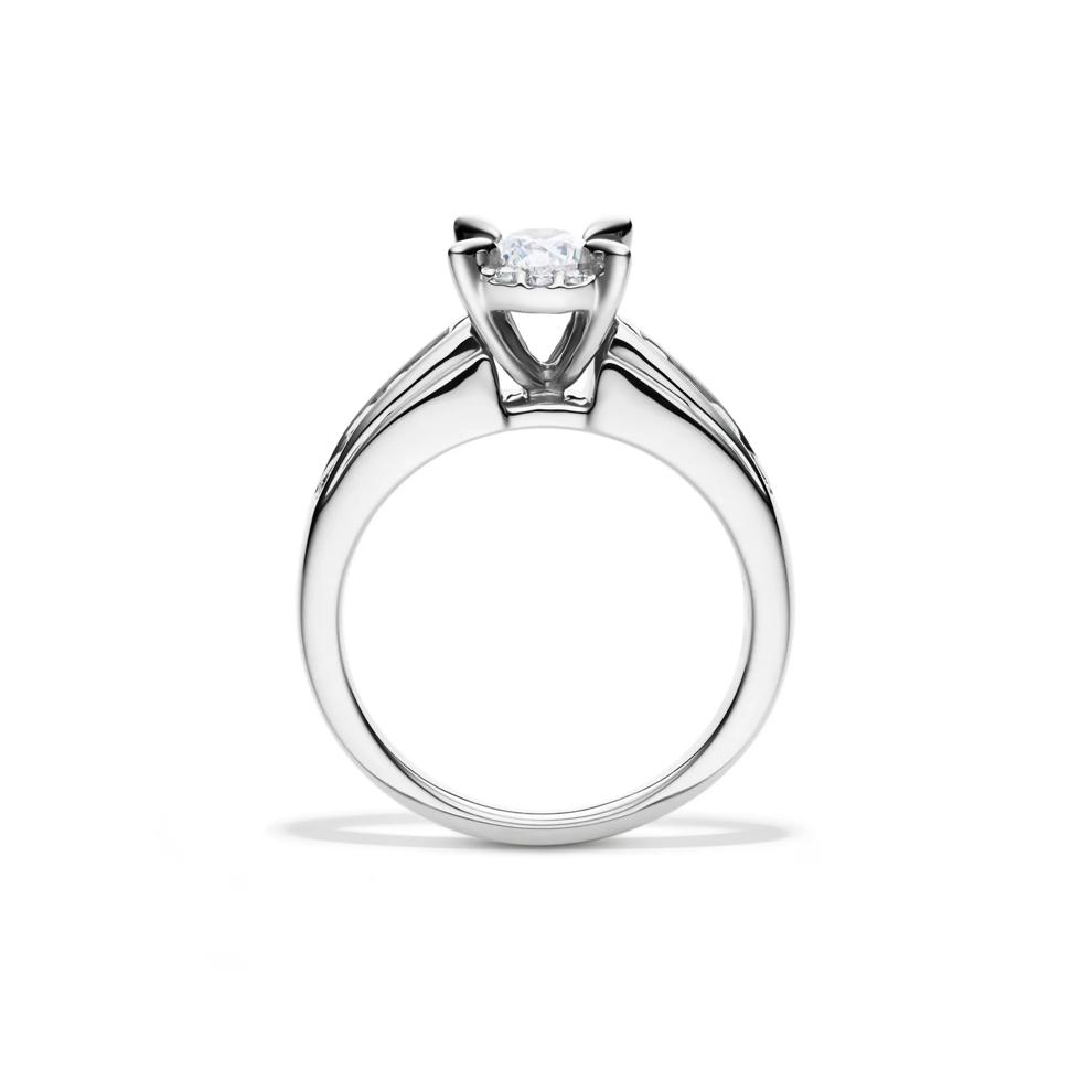 Round Side-Stone Engagement Ring with Halo in 14K White Gold (1 ct. tw.) – Image 2 of 5