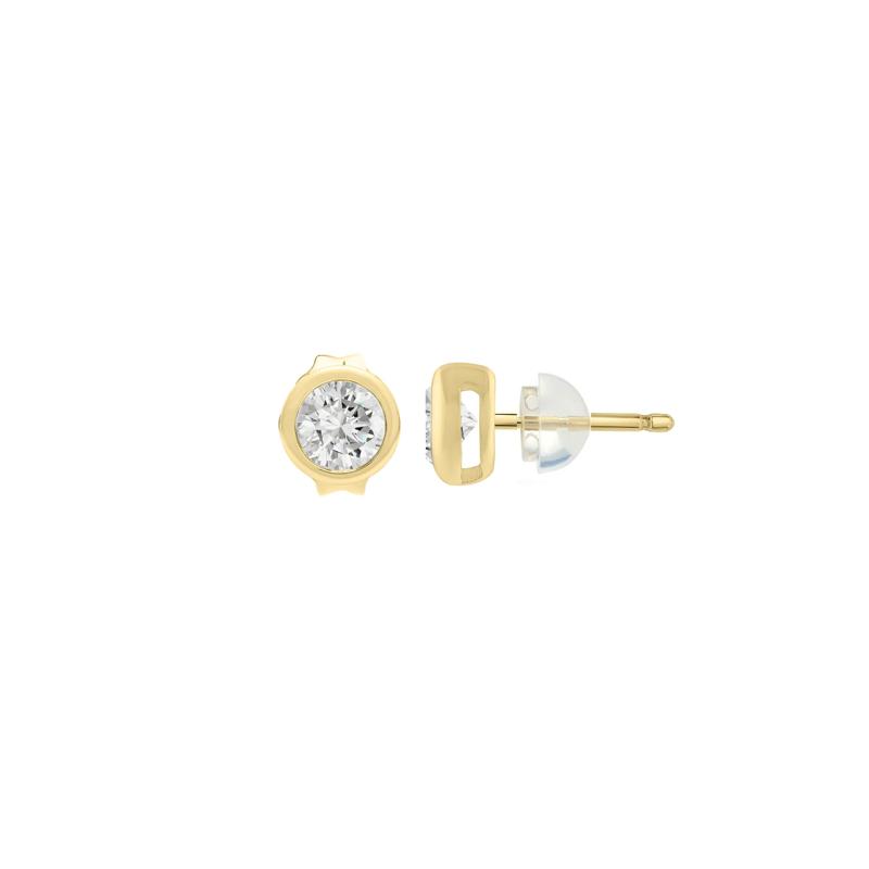 Children&rsquo;s Cubic Zirconia Stud Earrings in 14K Yellow Gold, 5MM – Image 1 of 2