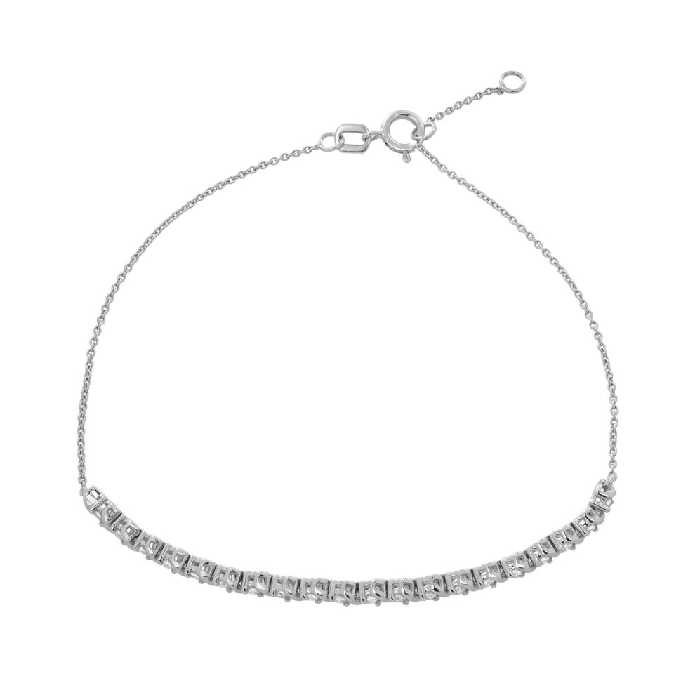 Diamond Adjustable Cable Chain Bracelet in 10K White Gold, 7.25" (1/4 ct. tw.) – Image 2 of 2