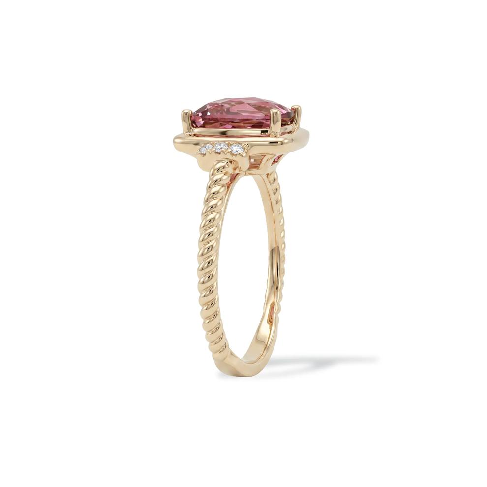 Pink Tourmaline &amp; Diamond Accent Ring in 10K Yellow Gold – Image 3 of 4