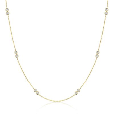 Diamond Double Bezel Adjustable Necklace in 10K Yellow Gold (1/4 ct. tw.)