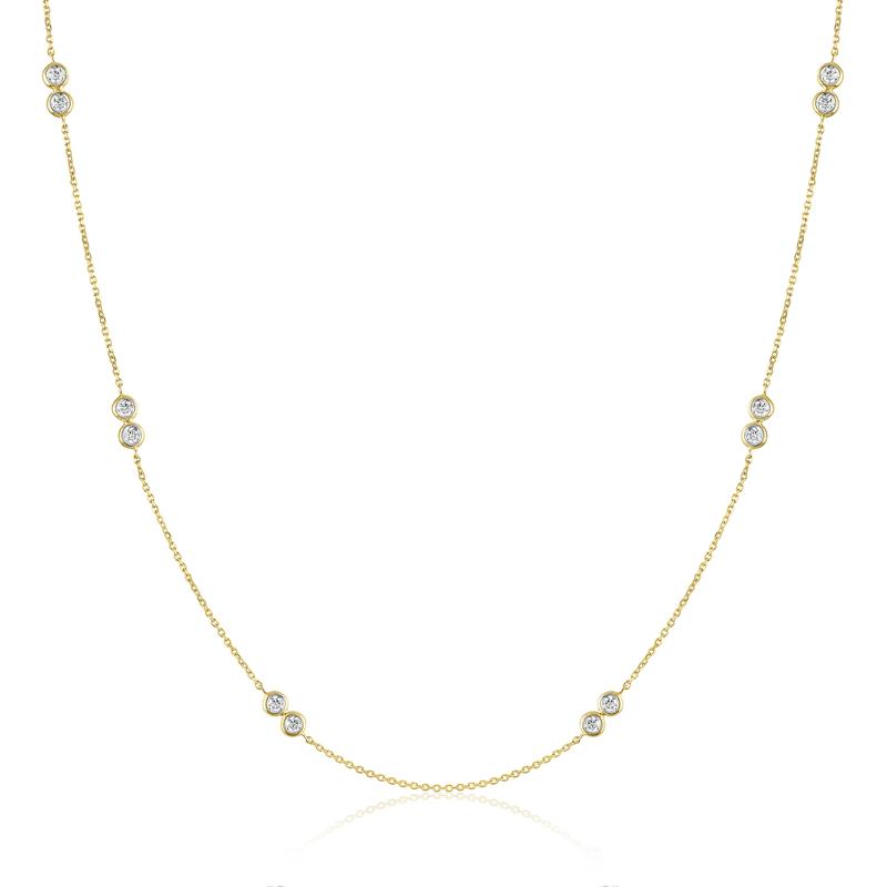 Diamond Double Bezel Adjustable Necklace in 10K Yellow Gold &#40;1/4 ct. tw.&#41; – Image 1 of 3