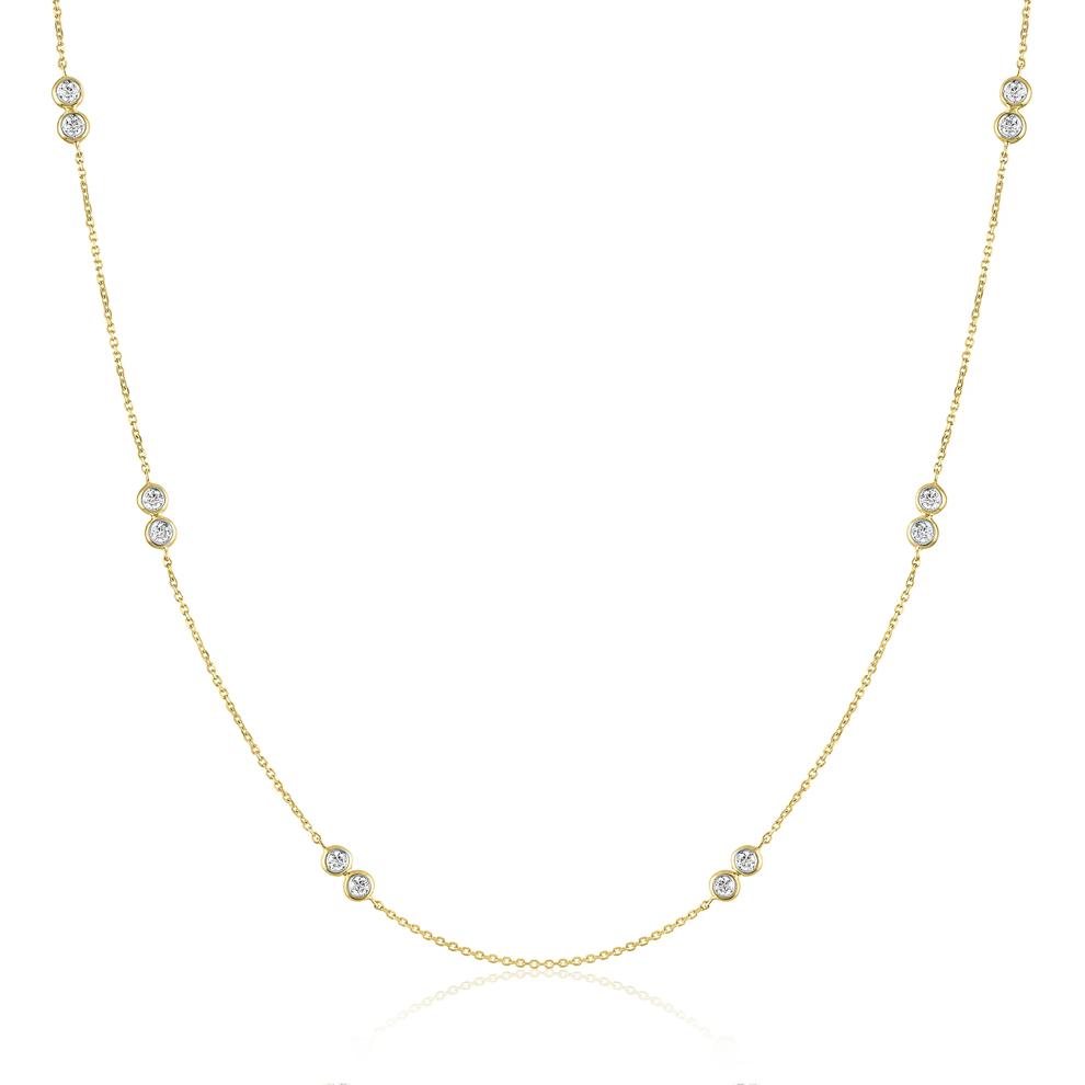 Diamond Double Bezel Adjustable Necklace in 10K Yellow Gold (1/4 ct. tw.) – Image 1 of 3